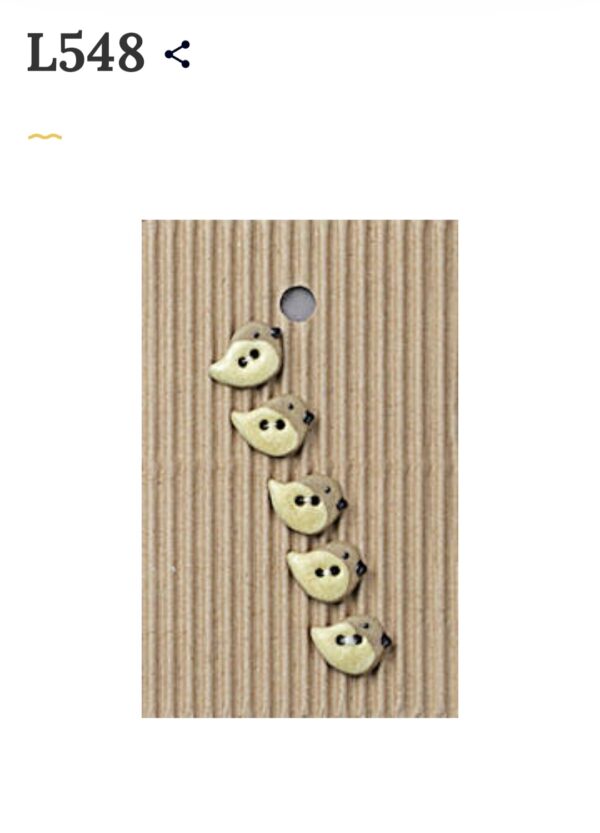 5 buttons per card. Bird themed